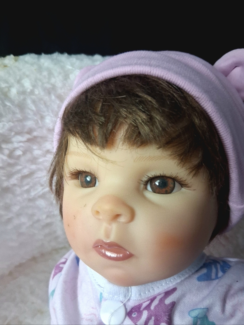 Classic Pink Hat Baby Doll with Lifelike Face